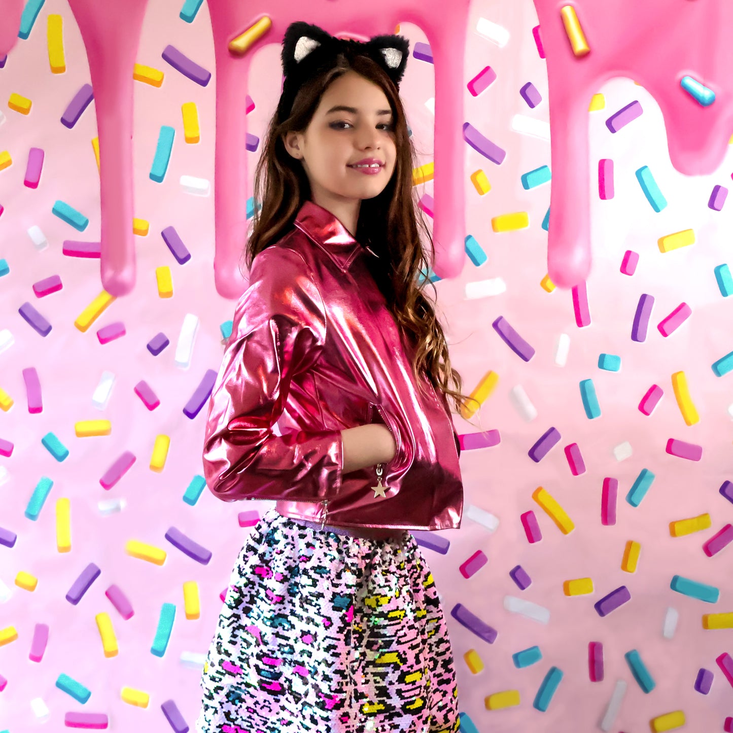 Metallic Pink Faux Leather Jacket