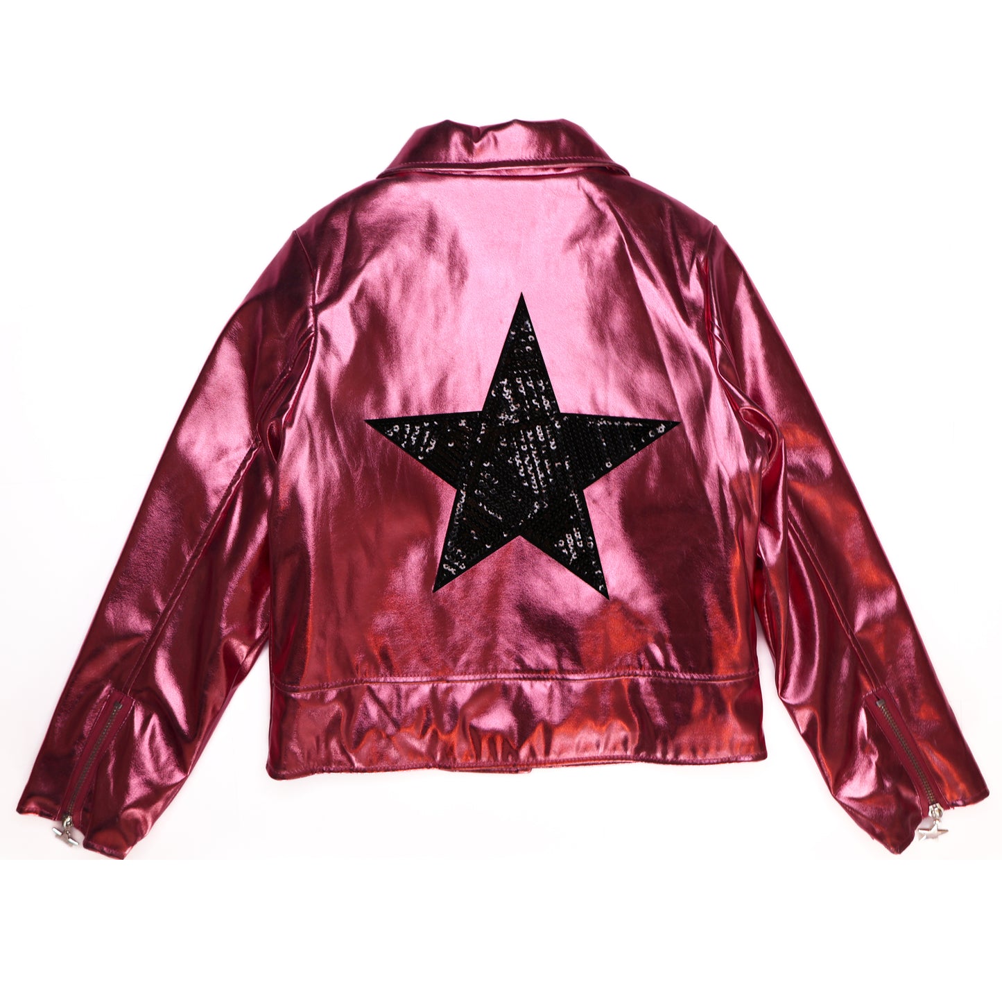 Metallic Pink Faux Leather Jacket