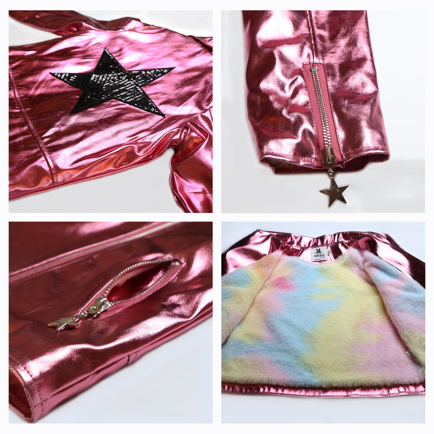 Metallic Pink Faux Leather Jacket