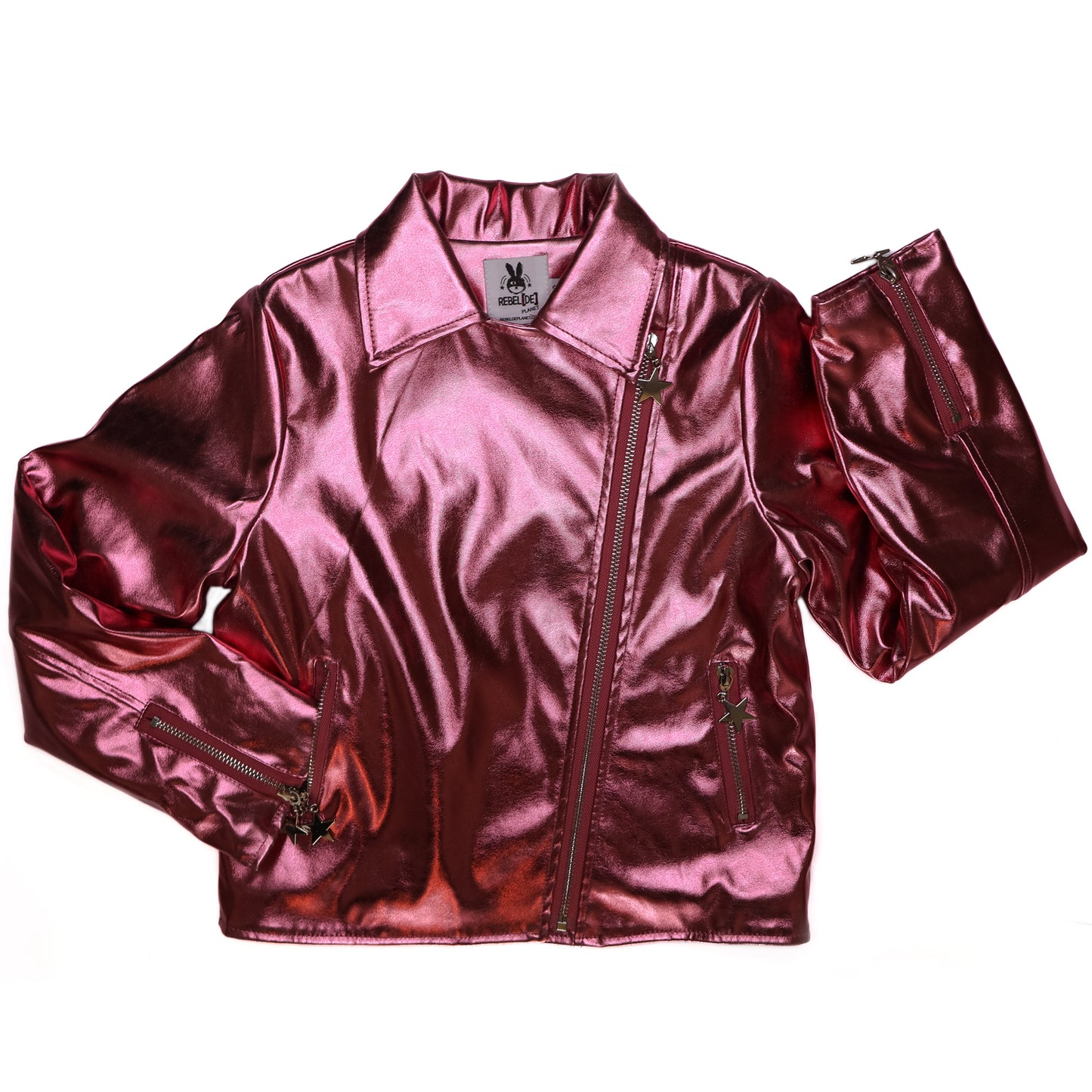 Metallic Pink Faux Leather Jacket