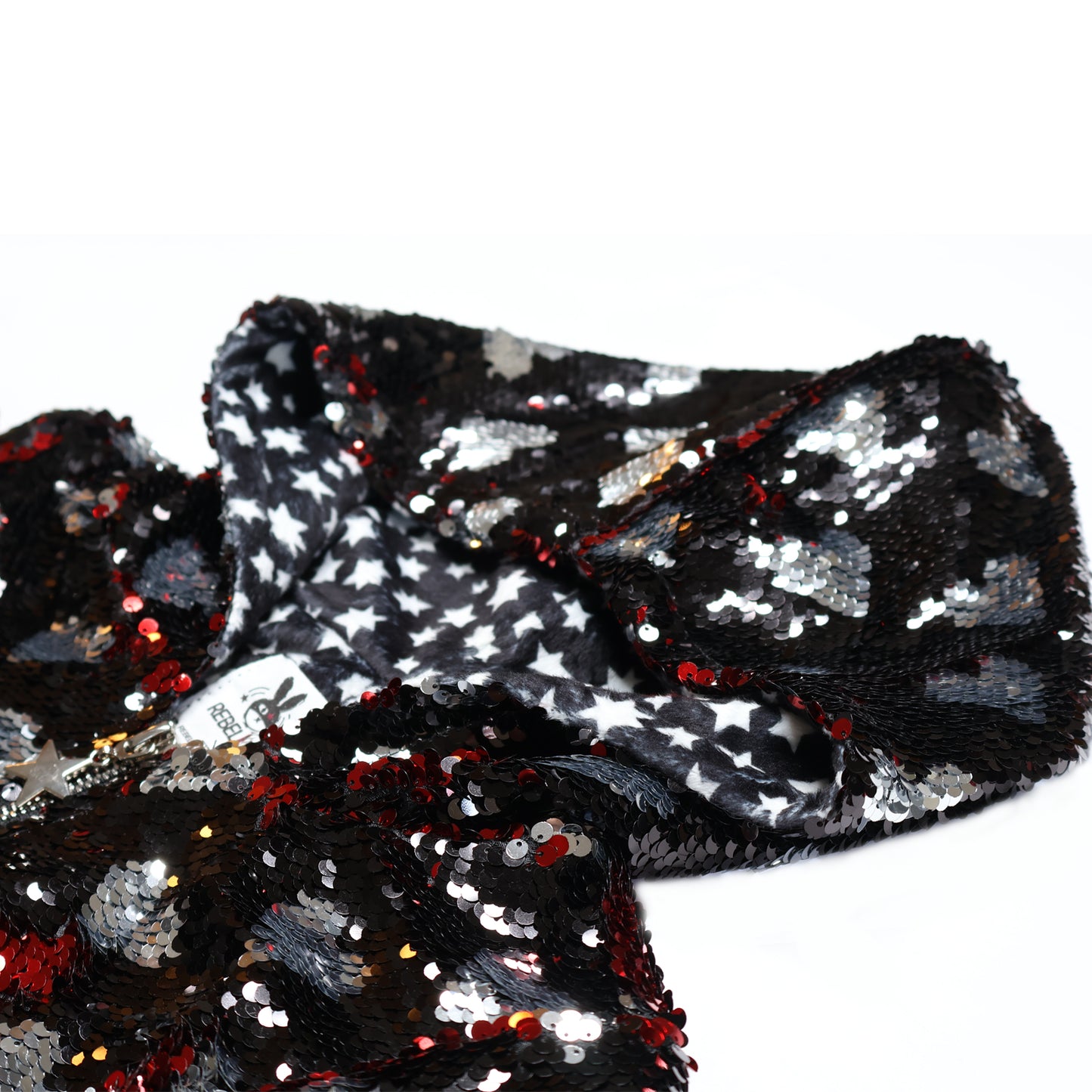 Black with Silver Hearts Sequin Bomber