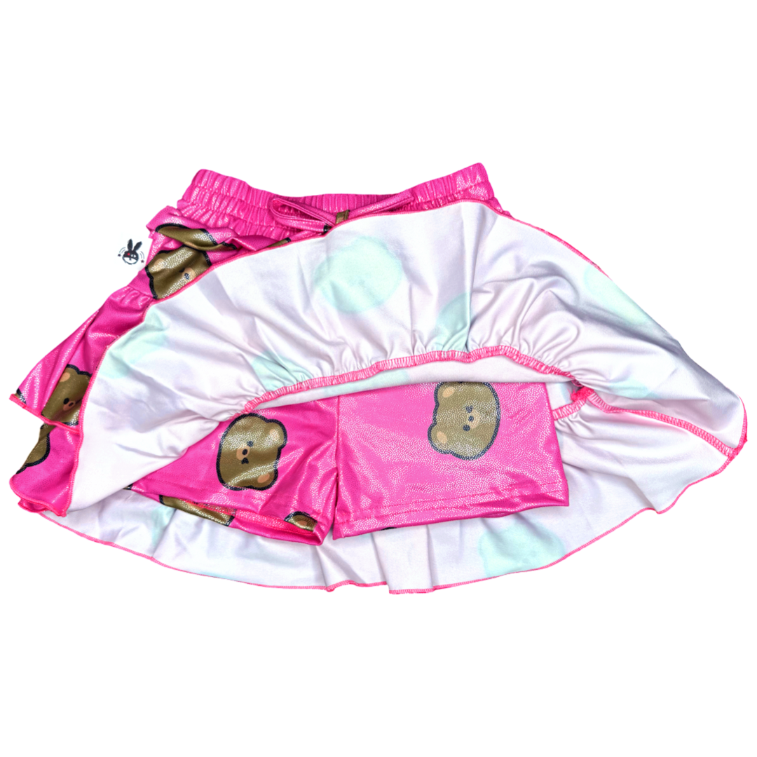 Kawaii Hot Pink Bear Ruffled Skort