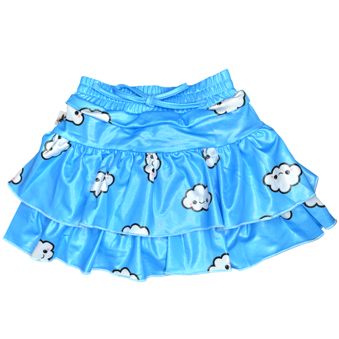 Kawaii Blue Cloud Ruffled Skort