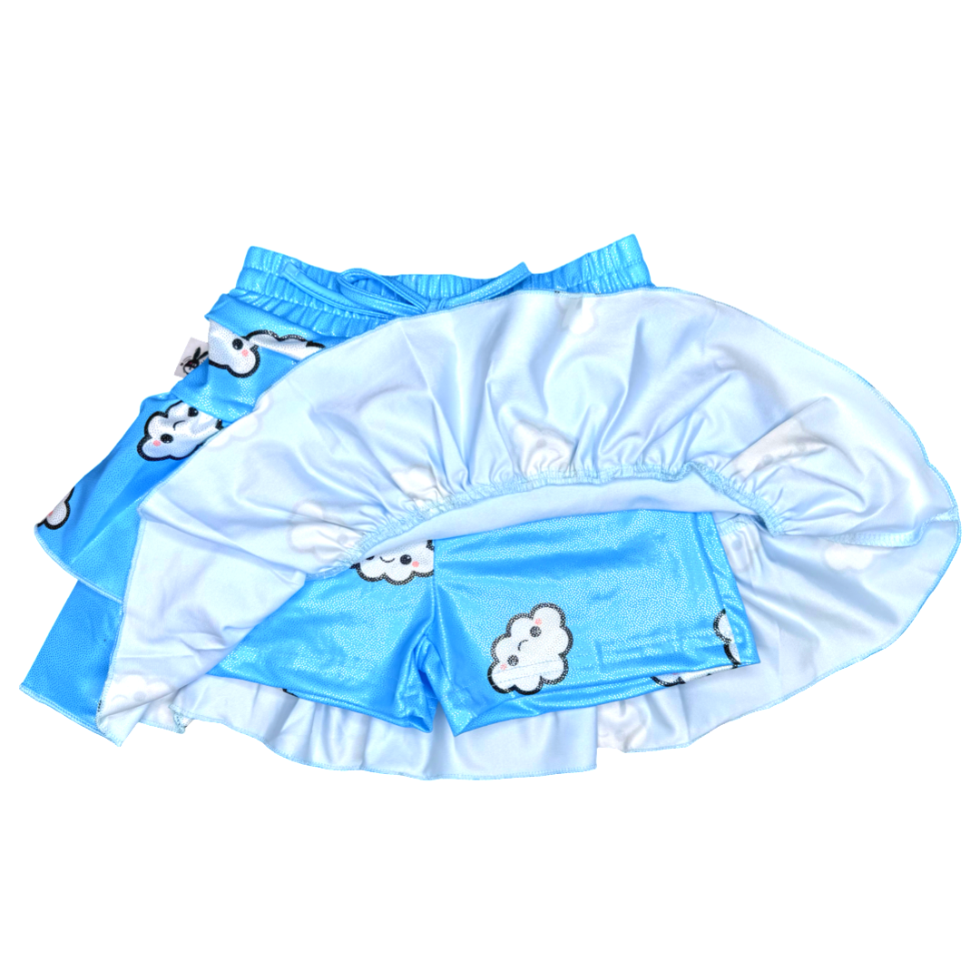 Kawaii Blue Cloud Ruffled Skort