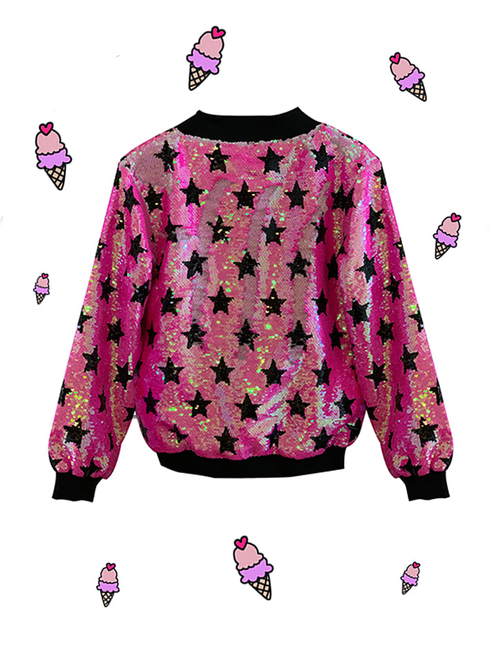 Star Sequin Bomber Jacket